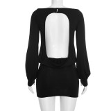 Women Autumn Sexy Off Shoulder Backless Bodycon Dress