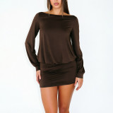 Women Autumn Sexy Off Shoulder Backless Bodycon Dress