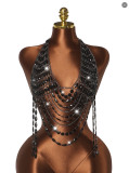 Women Sexy V-Neck Multi-layer Chest Chain Tank Top Beach Body Chain