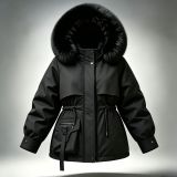 Women Winter Hooded Faux Fur Collar Coat