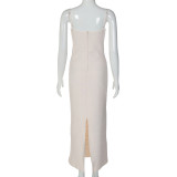 Women Solid Sexy Backless Dress