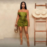 Women Summer Sexy Backless Tie Dye Strapless Dress
