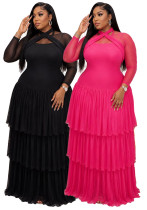 Women Solid Long Sleeve Maxi Dress