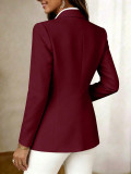 Women Turndown Collar Double Button Blazer