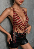 Women Sexy V-Neck Multi-layer Chest Chain Tank Top Beach Body Chain