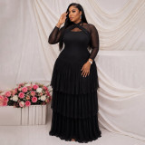 Women Solid Long Sleeve Maxi Dress