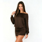 Women Autumn Sexy Off Shoulder Backless Bodycon Dress