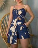 Women Tropical Floral Holidays Slit Tank Top & Shorts Casual Two Piece Set