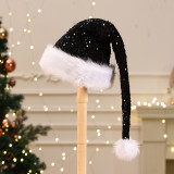 Adult Christmas Sequin Santa Hat Holiday Decoration Double-Layer Long Sequin Hat
