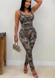 Women Sexy Printed Cami Yoga Jumpsuit