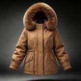 Women Winter Hooded Faux Fur Collar Coat