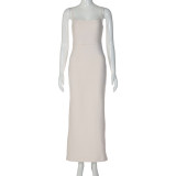 Women Solid Sexy Backless Dress