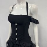 Women Sexy Halter Neck Tassel Bandage Bodycon Dress