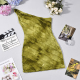 Women Summer Sexy Backless Tie Dye Strapless Dress
