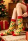 Unisex Fall Winter Plus Size Christmas Mid-Calf Cartoon Holiday Socks