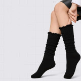 Women’s Ruffle Edge Knee-High Socks Cute Lace Trim Socks