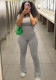 Women Yoga Pants Sexy Solid Round Neck Short Sleeve Top & Pants Two Piece Set