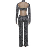Women Summer Cutout Printed Sexy Jumpsuit