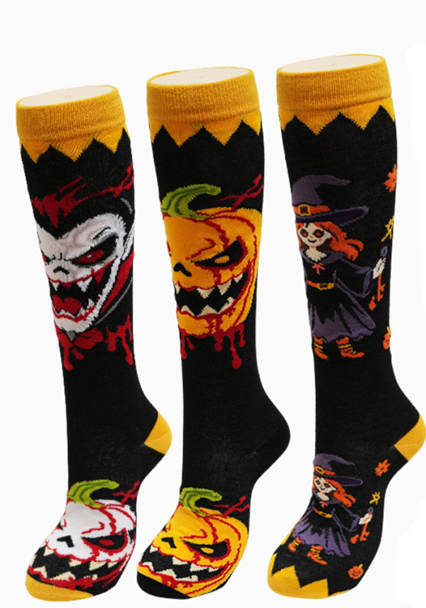 Unisex Fall Winter Halloween Skull Claw Cartoon Casual Calf Socks
