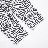Fall Winter Women's Zebra Print Fuzzy Long Sleeve Sexy Slim Fit Jumpsuit
