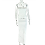 Women's Solid Color Chic Low Back Halter Neck Elegant Bodycon Dress