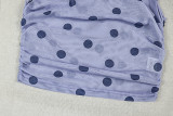 Women's Polka Dot Sheer Slim Fit Stretch Slash Shoulder Color Block Two-Piece Pants Set