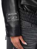 Fall Winter Women's Embroidered Stand Collar PU Leather Jacket
