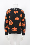 Halloween Plus Size Women's Pumpkin Pullover Long Sleeve Knitted Sweater