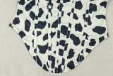 Women's Loose Casual Leopard Print V Neck Long Sleeve Asymmetrical Top