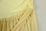 Women's Luxury Solid Color V Neck Sleeveless Halter Neck Casual Two-Piece Skirt Set