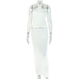 Women's Solid Color Chic Low Back Halter Neck Elegant Bodycon Dress