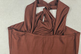 Women's Stylish Slim FitLace-Up Sleeveless Bodycon Solid Color Jumpsuit