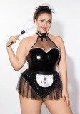 Plus Size Women's Black One-Piece Maid Lingerie Costume