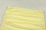 Women's Luxury Solid Color V Neck Sleeveless Halter Neck Casual Two-Piece Skirt Set