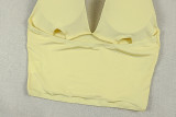 Women's Luxury Solid Color V Neck Sleeveless Halter Neck Casual Two-Piece Skirt Set