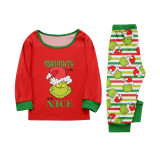 Christmas Family Matching Letter Print Long Sleeve Plaid Pajama Set