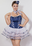 Women's Blue Flight Attendant Cosplay Lingerie Costume