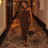 Women's Stylish Slim FitLace-Up Sleeveless Bodycon Solid Color Jumpsuit