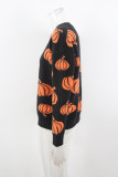 Halloween Plus Size Women's Pumpkin Pullover Long Sleeve Knitted Sweater