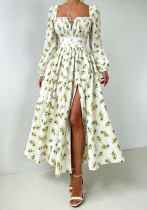 Women's Plaid V Neck Ruffle Print Slim Fit Puff Sleeve Long Dress Women's Plaid V Neck Ruffle Print Slim Fit Puff Sleeve Long Dress