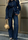 Women's Y2K Slim Waist Style Slim Fit Denim Shirt and Flared Pants Two-Piece Set