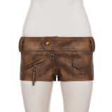 Women Sexy Pu-Leather Shorts