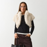 Women Fall Stand Collar Furry Sexy Top