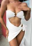 Women Strapless Skirt Bikini Three-Piece