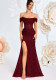 Women French Off Shoulder Ruched Sequin Sexy Boned Corset Slit Evening Dress