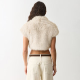 Women Fall Stand Collar Furry Sexy Top