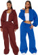 Women Drop Shoulder Puff Sleeve Cropped Hoodie & Wide Leg Pants Two Piece Set