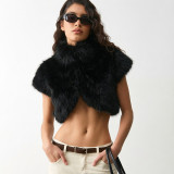 Women Fall Stand Collar Furry Sexy Top