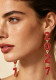 Women Full Rhinestone Number Alloy Long Drop Earrings