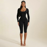 Women Detachable Waist Cincher Fitness Jumpsuit